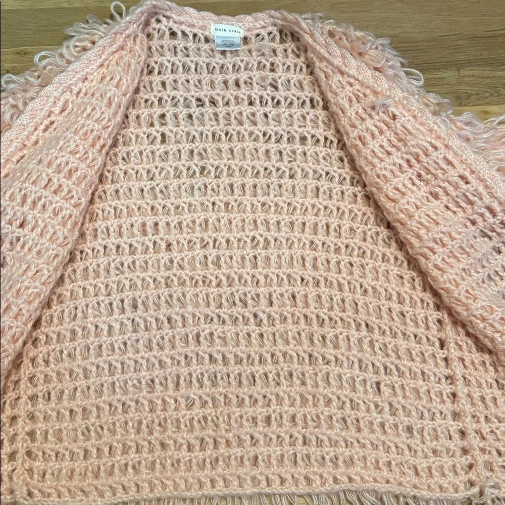 Main Strip Shaggy Lopped Knit & Sequin Pink Textured Cardigan Women’s M - Picture 10 of 13